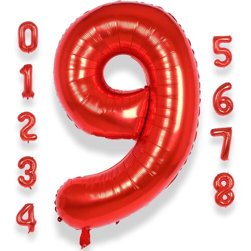Giant Number 9 Red Balloon 40 Inches 101 Cm Large Helium Birthday Balloon For Boys Girls Birthday Decoration For Baby Shower Birthday