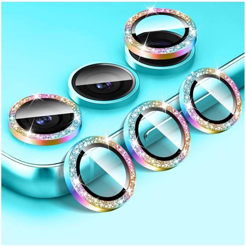 Protecteur D'objectif D'appareil Photo À Paillettes Pour Samsung Galaxy A35/A55, Couvercle De Caméra En Verre Trempé Anneaux Métalliques Individuels À Alignement Automatique