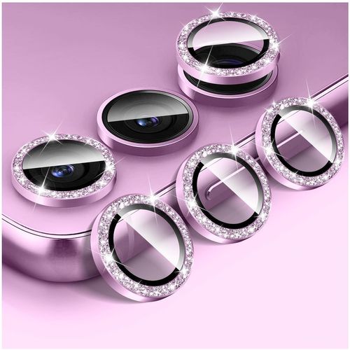 Protecteur D'objectif D'appareil Photo À Paillettes Pour Samsung Galaxy S25 Plus, Couvercle De Caméra En Verre Trempé Anneaux Métalliques Individuels À Alignement Automatique