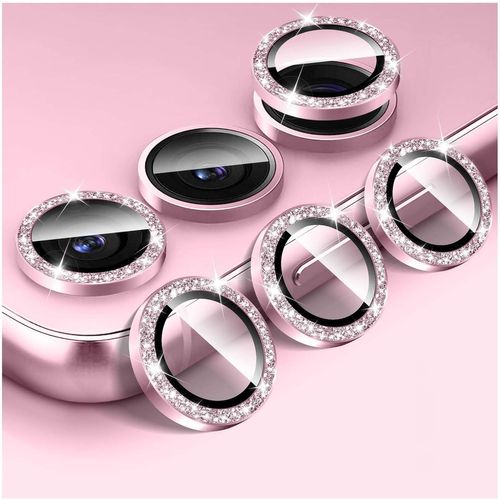Protecteur D'objectif D'appareil Photo À Paillettes Pour Samsung Galaxy A35/A55, 9h Couvercle De Caméra En Verre Trempé Anneaux Métalliques Individuels À Alignement Automatique
