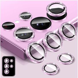 Protection D'objectif Caméra En Verre Trempé Pailleté Pour Samsung Galaxy S23 Ultra - Anneaux Métalliques Auto¿Alignants, Anti¿Reflets Hd