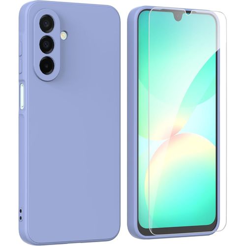 Coque Pour Samsung Galaxy A26 5g (6,7"") + Film Verre Trempé Inclus ¿ Housse Tpu Silicone Liquide Anti-Chocs, Souple, Anti-Jaunissement ¿ Violet