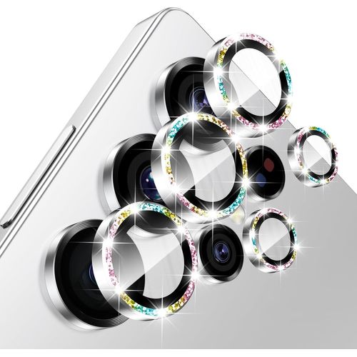 Protection Lentille Caméra Samsung Galaxy S25 Ultra (6,8"") ¿ Verre Trempé 9h Avec Anneau Métallique, Transparent Hd, Anti-Rayures, Anti-Traces, Effet Pailleté, Installation Sans Bulles