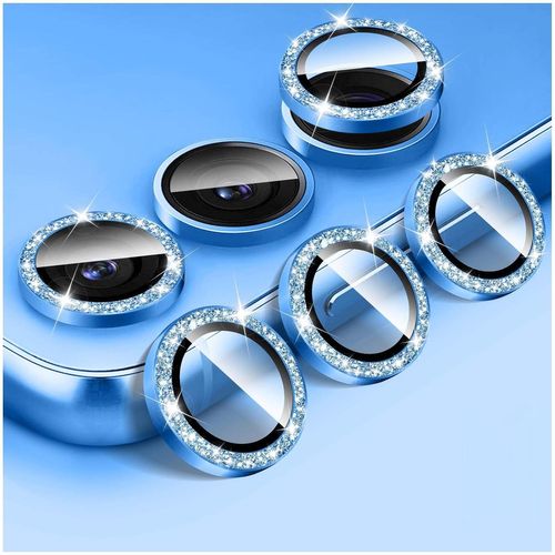 Protecteur D'objectif D'appareil Photo À Paillettes Pour Samsung Galaxy A35/A55, Couvercle De Caméra En Verre Trempé Anneaux Métalliques Individuels À Alignement Automatique