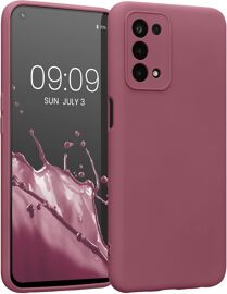 Housse Compatible avec Oppo A74 (5G)/A54 (5G) Coque-Housse de téléphone en Silicone avec Protection Appareil Photo-Rose foncé