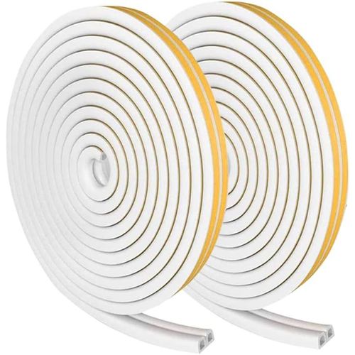 Ruban D'étanchéité Autocollant Pour Porte, Joint De Porte, Profil En D, En Caoutchouc, Isolation Phonique, Anti-Collision, Fentes De Fenêtre Pour Portes, Butoirs De Tir, Fenêtre (Blanc-D-9*6-20m)