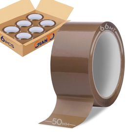 Lot De 6 Rouleaux De Ruban Adhésif Marron,H 50 Mmxl 66 M Rouleau De Havane Pour Emballage,Expéditions,Paquets,Cartons,Résistants,Fabriqués En Italie (Lot De 6 Pièces)