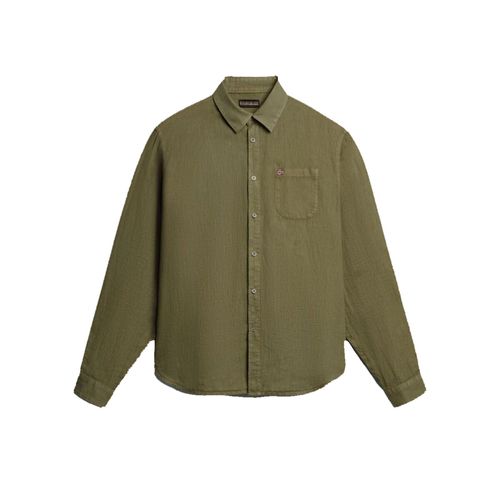 Chemise Manches Longues Napapijri G-Linen Ls Green Lichen Kaki S