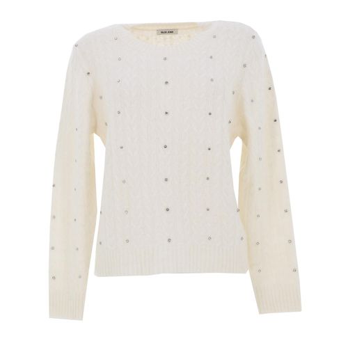 Pull Fin Salsa Long-Sleeve Sweater With Sequins Beige