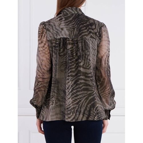 Tee Shirt Manches Longues Guess Nadine Forest Tiger Militar Ml Top L Marron S