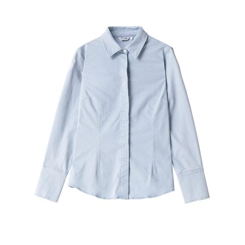 Chemise Manches Longues Salsa Slim Fit Shirt Lightweigh Bleu Ciel Xl