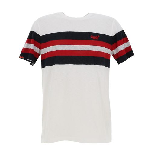 Tee Shirt Manches Courtes Superdry Essential Stripe Tee White Blanc L