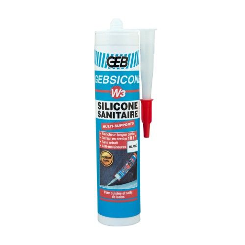 Mastic silicone sanitaire - blanc - W3 GEB
