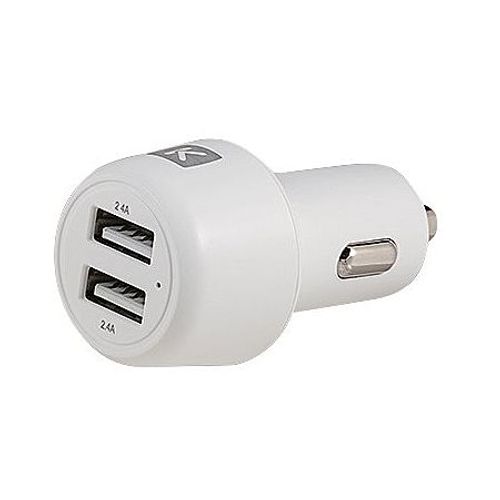 Linkster - Adaptateur D'alimentation Pour Voiture - 4.8 A - 2 Connecteurs De Sortie (2 X Usb) - Blanc