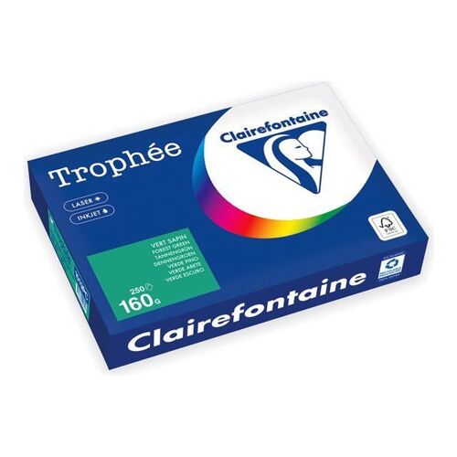 Clairefontaine Trophée - 209 microns - vert forêt - A4 (210 x 297 mm) - 160 g/m² - 250 feuille(s) zéro plastique - papier teinté