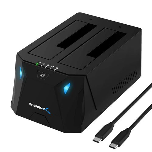 Sabrent EC-CH2B - Station d'accueil HDD - baies : 2 - 2,5 po./3,5 po. partagé - SATA - USB 3.0