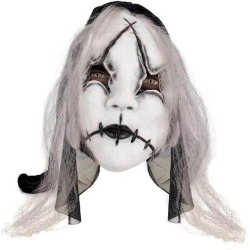 Masque Poupée D'horreur Maléfique Adulte - Ptit Clown - Ref/19473 - Halloween - Noir Et Blanc