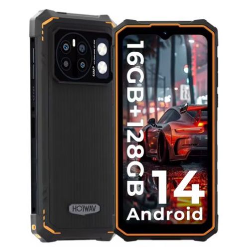HOTWAV Cyber 13 Téléphone Portable Incassable,16Go+128Go Orange