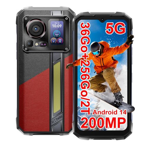 HOTWAV Hyper 7 Pro 5G Téléphone Portable Incassable,36Go+256Go Rouge