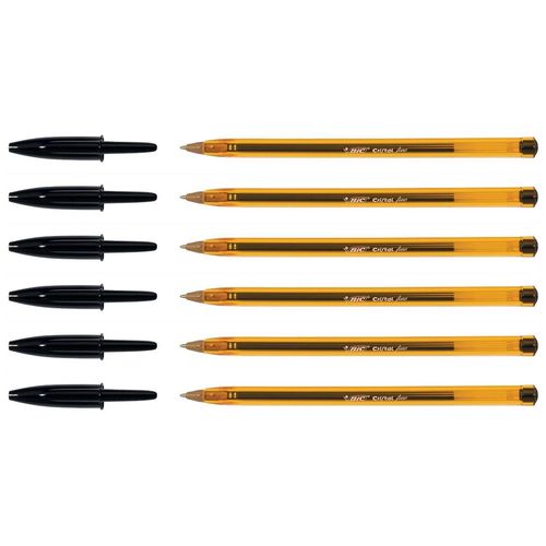 Bic Lot De 6 Stylos Bille Cristal Fine Pointe Fine Noir