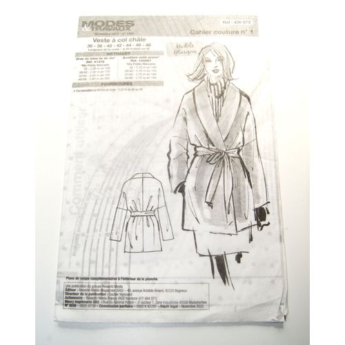 Patron De Couture Modes Et Travaux Femme Veste À Col Chale