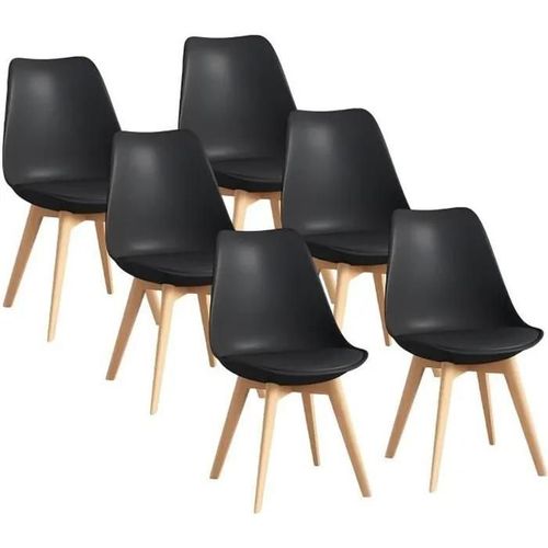 Chaises De Salle À Manger Scandinave Lot De 6, Chaise De Cuisine, Idéal Pour Salle À Manger, Salon, Chambre À Coucher (6, Noir)