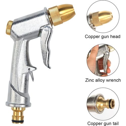 Pistolet d'arrosage en métal robuste 100 % métal robuste Pistolet d'arrosage Pistolet pulvérisateur en métal pour lavage de voiture et d'animaux domestiques,arrosage des plantes,nettoyage de pelouse