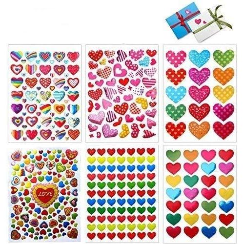 Stickers Coeur, 60 Feuilles Autocollants Adhésifs En Coeur Colorés Stickers Pour Les Anniversaires, Saint-Valentin, Mariage, Album Scrapbooking Diy(Coloré)