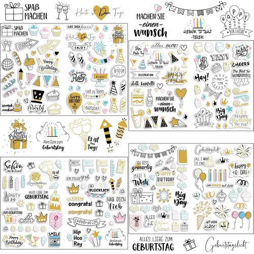 Gommette Anniversaire, 4 Pièces 225 Stickers Joyeux Anniversaire, Lot De Autocollants Anniversaire Pour Adulte & Enfant Diy Craft Art, Décoration Parfaite Pour Scrapbooking, Carte, Cadeau