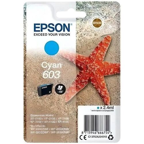 Epson 603 - 2.4 ml - cyan - original - blister - cartouche d'encre - pour Expression Home XP-2150, 2155, 3150, 3155, 4150, 4155; WorkForce WF-2820, 2840, 2845, 2870