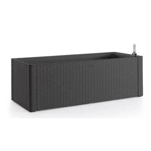 Stefanplast Bac À Fleurs À Réserve D'eau Natural Deluxe Anthracite 100 - 100x43xh33cm - 90 + 6,5l Dans La Réserve