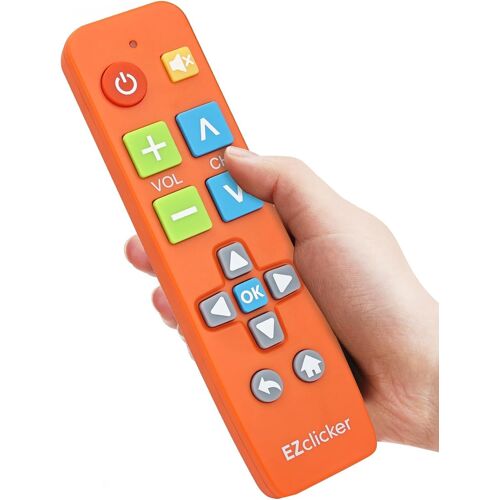 Télécommande universelle à gros bouton pour TV (orange) simple et facile à utiliser, idéale pour les personnes âgées, fonctionne avec les grandes marques de télévision (2 piles AAA non
