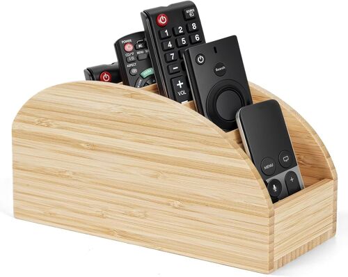 Support De Télécommande Avec 5 Compartiments,Boîte De Rangement En Cuir Pu Pour Télécommande Tv, Contrôleurs De Chauffage,Lecteur Multimédia, Fournitures De Bureau (Bambou)[REM5261572]