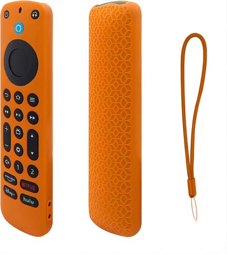 Housse Coque en Silicone pour Alexa Voice Remote Pro,Antidérapant&Antichoc&Étanche à la poussière&Léger&Lavable Étui de Protection pour Télécommande (Orange)(Q524)