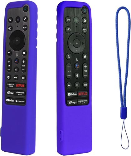 Housse Coque en Silicone pour Sony Bravia XR Télécommande,RMF-TX800P RMF-TX800U RMF-TX800C RMF-TX900U RMF-TX900C,Etui de Protection pour Sony,Antidérapage,Antisismique,Lavable (Bleu)(Q292)