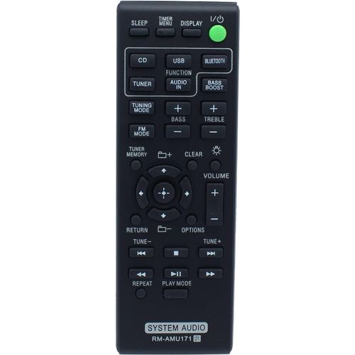 RM-AMU171 Télécommande de rechange pour système audio Sony CMT-BT60 CMT-BT60B CMT-BT80W CMT-BT80WB CMT-SBT100 HCD-SBT100 CMT-SBT100B HCD-SBT100B CMT-SBT300W HCD-SBT300W