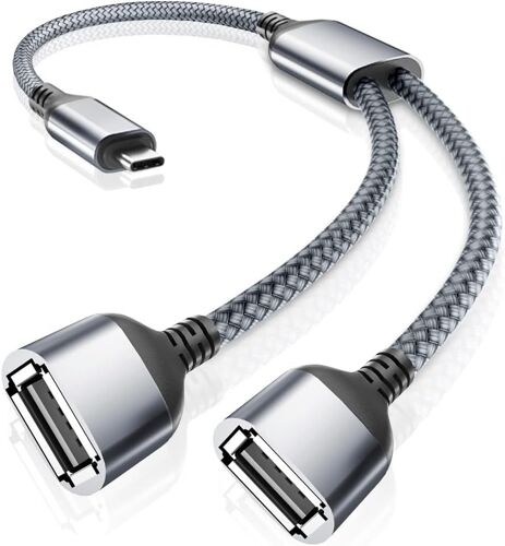 KAL-Câble Adaptateur USB C vers Double USB A 2.0 Femelle 0.3M,Type C Mâle vers 2 USB Ports OTG Splitter 2 en 1 Convertisseur Hub pour MacBook,iPhone 15 16 16e,iPad 10 Air 5 Mini 6,Galaxy S25 S24