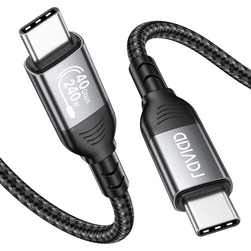 JGD-Certifié Câble USB4 pour Thunderbolt 4 [1M], Données 40Gbps, Vidéo 8K@60Hz, 240W 48V/5A PD3.1 USB-C vers USB-C pour iPhone 15 Pro Max, MacBook Pro/Air, Pad Pro, Dock, SSD, Display, Hub