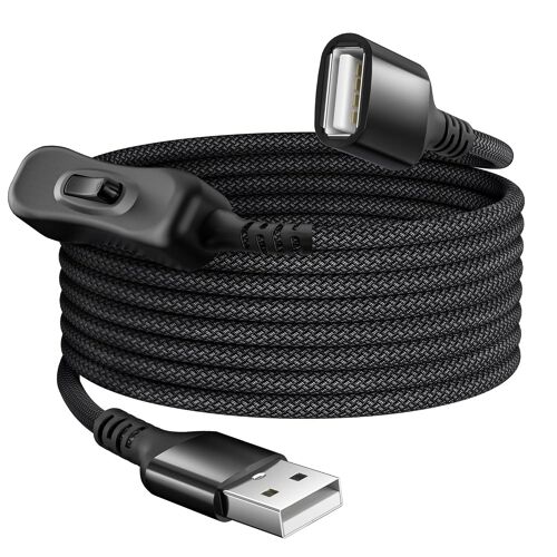 JGD-Câble Extension USB avec Interrupteur 1M (Marche/Arrêt),Cable Rallonge avec Interrupteur,Type A Mâle vers Femelle Extension pour LED Desk Lamp,Bandes LED,Ventilateur,Light etc.