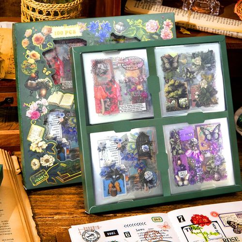 488 Pièces/100 Feuille Autocollant Scrapbooking,Scrapbooking Sticker Scrapbooking Autocollant Stickers Scrapbooking Matériel Scrapbooking Pour Diy Journal Cahier Album Vert