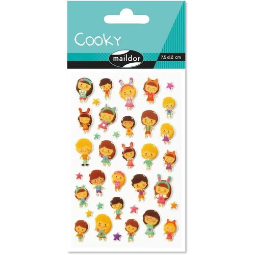 Gommettes 3d Cooky - 1 Planche 12x8 Cm - 36 Stickers - Kawaï Poupees