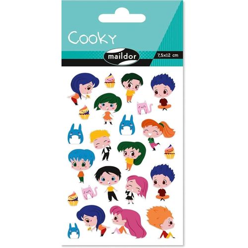 Gommettes 3d Cooky - 1 Planche 12x8 Cm - 23 Stickers - Manga