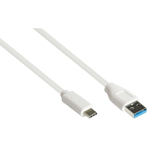 Câble USB 3.2 Gen.2-10 Gbit/s / 3 A - Mâle A vers USB-C¿ mâle - Conducteur en cuivre de haute qualité - Blanc - 0,5 m / 50 cm