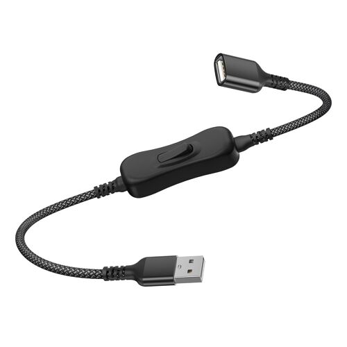 KAL-Câble Extension USB avec Interrupteur 0.3M (Marche/Arrêt),Cable Rallonge avec Interrupteur,Type A Mâle vers Femelle Extension pour LED Desk Lamp,Bandes LED,Ventilateur,Light etc.