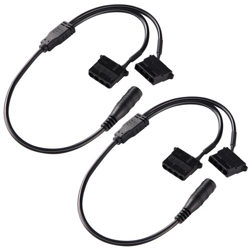 KAL-2 Pièces 35cm Prise D'alimentation CC vers Double Câble Adaptateur D'alimentation de Ventilateur PC Molex 4 Broches, DC 5.5 x 2.1 mm à 4 Broches Molex