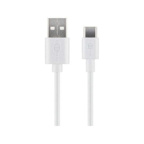 Câble de Chargement et de Synchronisation USB-C, USB-A vers USB-C, Blanc, 0.5m Longueur de Câble