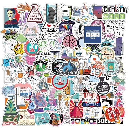Lot De 100 Autocollants Autocollant Stickers Sticker Scrapbooking Aesthetic Pour Ordinateur Portable Voyage Tasse D'eau Le Coffre Voitures Enfants Adultes La Science