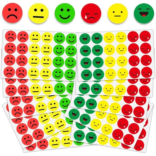 Gommettes Autocollantes 2400 Pièces Autocollant Enfant Gommettes Smiley 2.5 Cm Pastilles Autocollantes Pastille Couleurs Ronde Expression Gommettes,Applicable À Gommettes Recompense Enfant