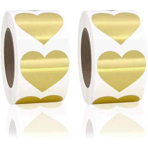 Kalanka-1000 Pièces Autocollants Coeur Doré 25 Mm Stickers Coeur Dore Auto-Adhésif Pour Album Scrapbooking Diy Et Autocollants D'étanchéité Sac Cadeau