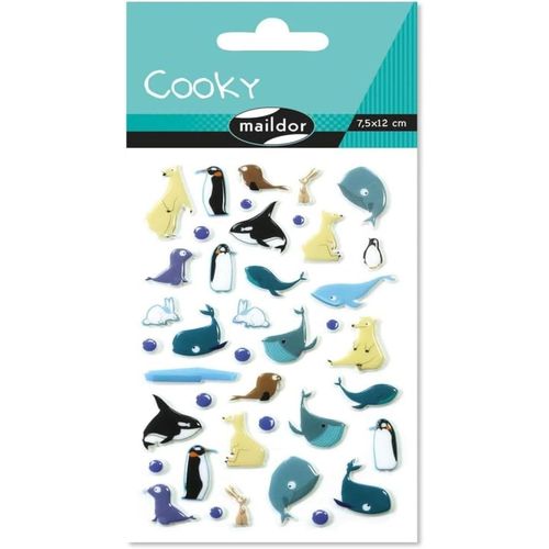Gommettes 3d Cooky - 1 Planche 12x8 Cm - 40 Stickers - Banquise